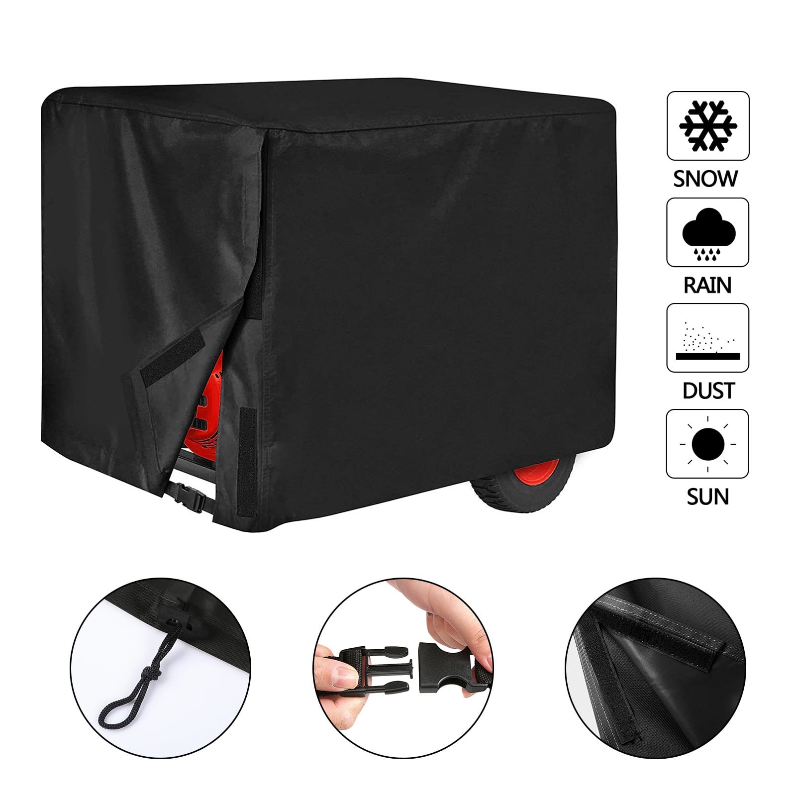 Universal Generator Cover for 5500-15000 Watt Waterproof Heavy Duty 600D Oxford Fabric Covers Black 26