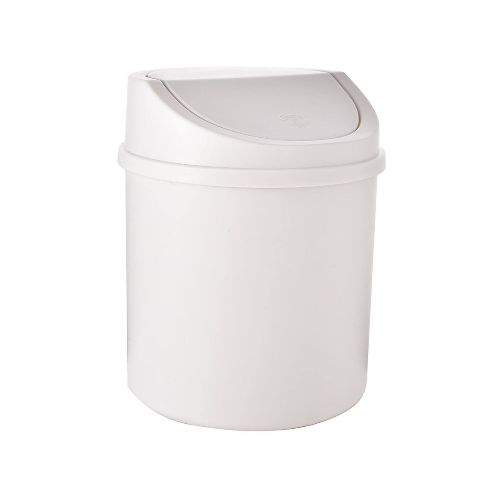 Walbest Desktop Mini Cute Trash Can with Swing Lid, Space Saving PP Plastic Cylindrical Tiny Garbage Can, Size: 6.69