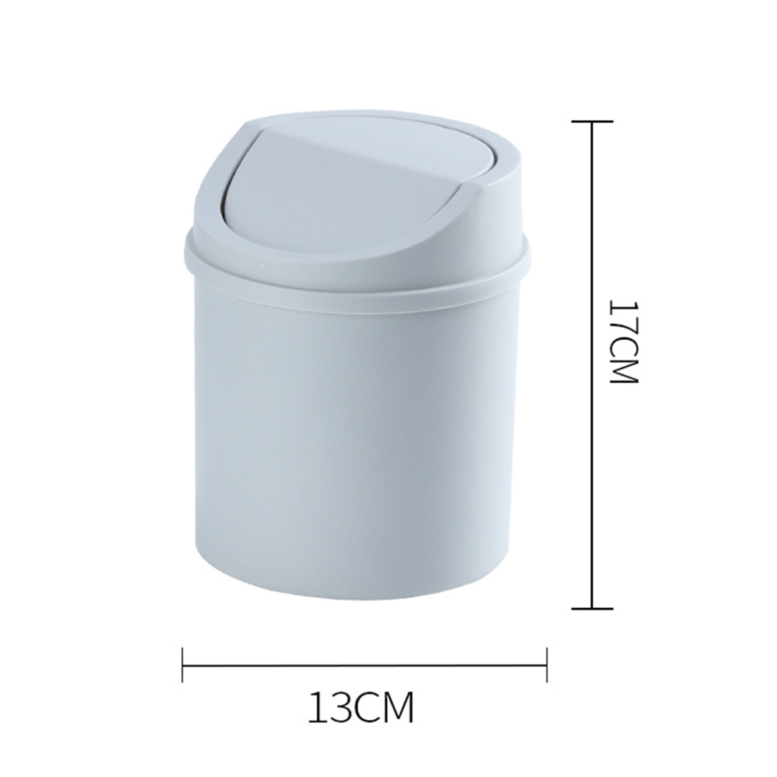 Walbest Desktop Mini Cute Trash Can with Swing Lid, Space Saving PP Plastic Cylindrical Tiny Garbage Can, Size: 6.69