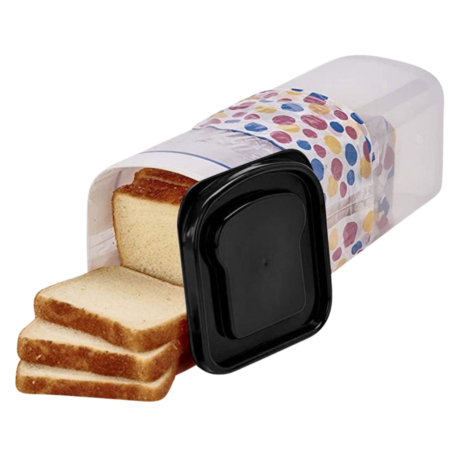 Bread Box with Airtight Lid, Bread Storage Container, Bread Loaf Storage Dispenser, Plastic Sandwich Bread Keeper, White Lid, 1 Pack C Black - Image 1
