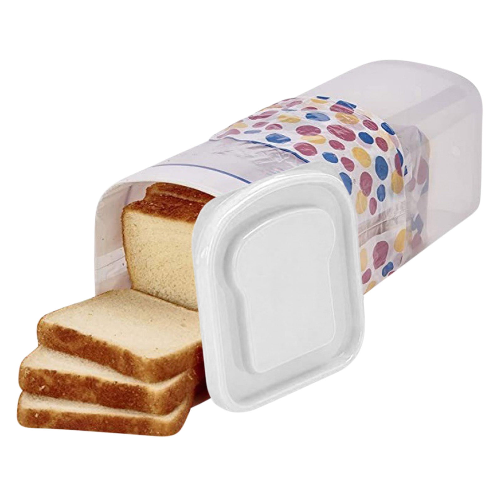Bread Box with Airtight Lid, Bread Storage Container, Bread Loaf Storage Dispenser, Plastic Sandwich Bread Keeper, White Lid, 1 Pack A White - Image 1
