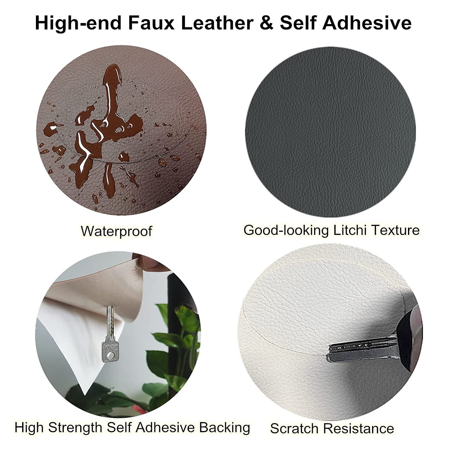 Miaochuan 3 x 60 Inch Self Adhesive Leather Repair Patch Tape, and Leather Repair Kit for Couches, Furniture, Car Seat, Boat Seat, Sofa, Upholstery, Chair, Interior(Ivory Brown) 3