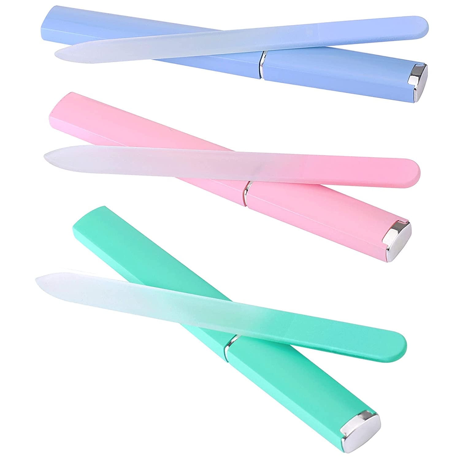3 Pack Glass Nail File, Fingernail File for Natural Nail Professional Manicure Nail Tool Gentle Nail Care - Image 1