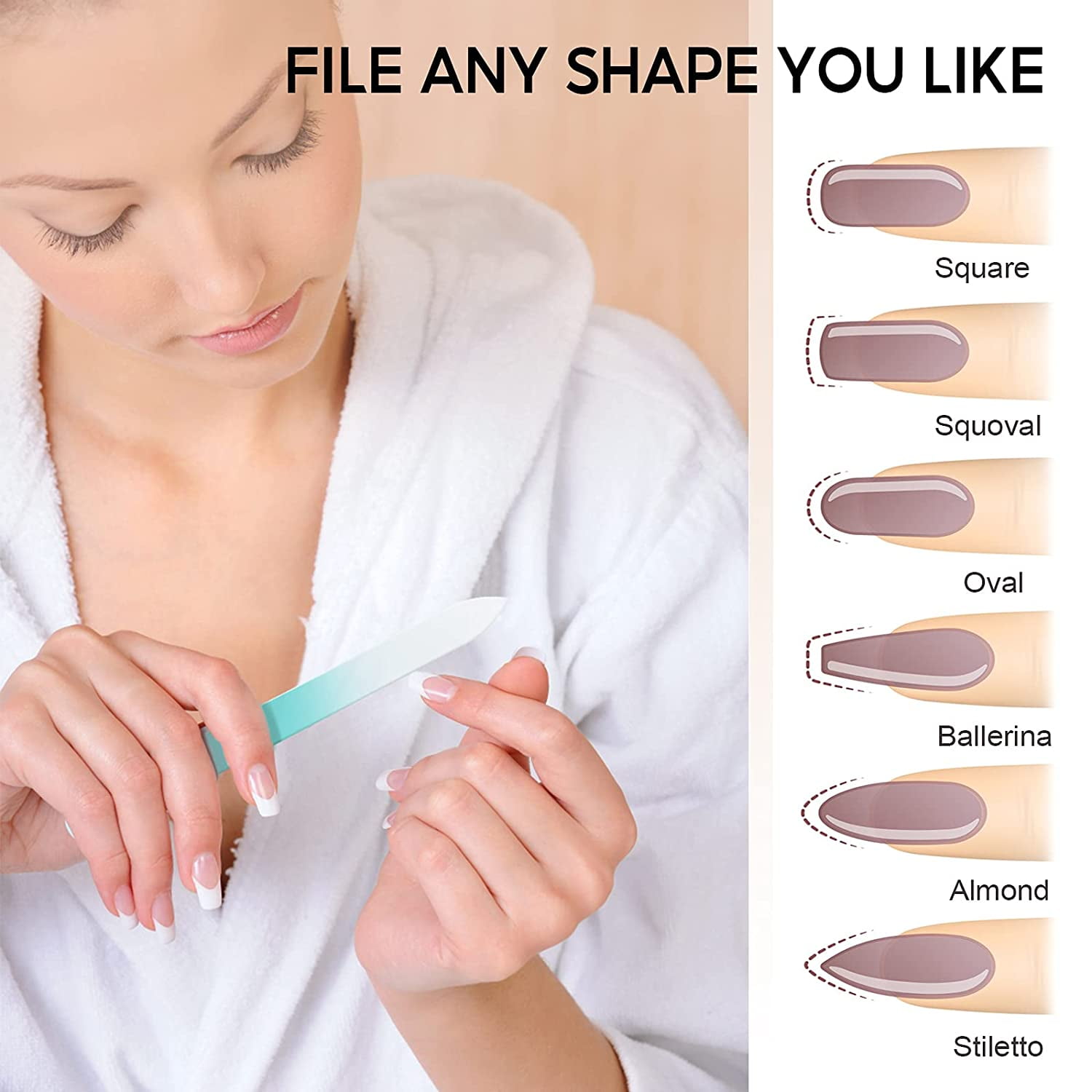 3 Pack Glass Nail File, Fingernail File for Natural Nail Professional Manicure Nail Tool Gentle Nail Care - Image 2