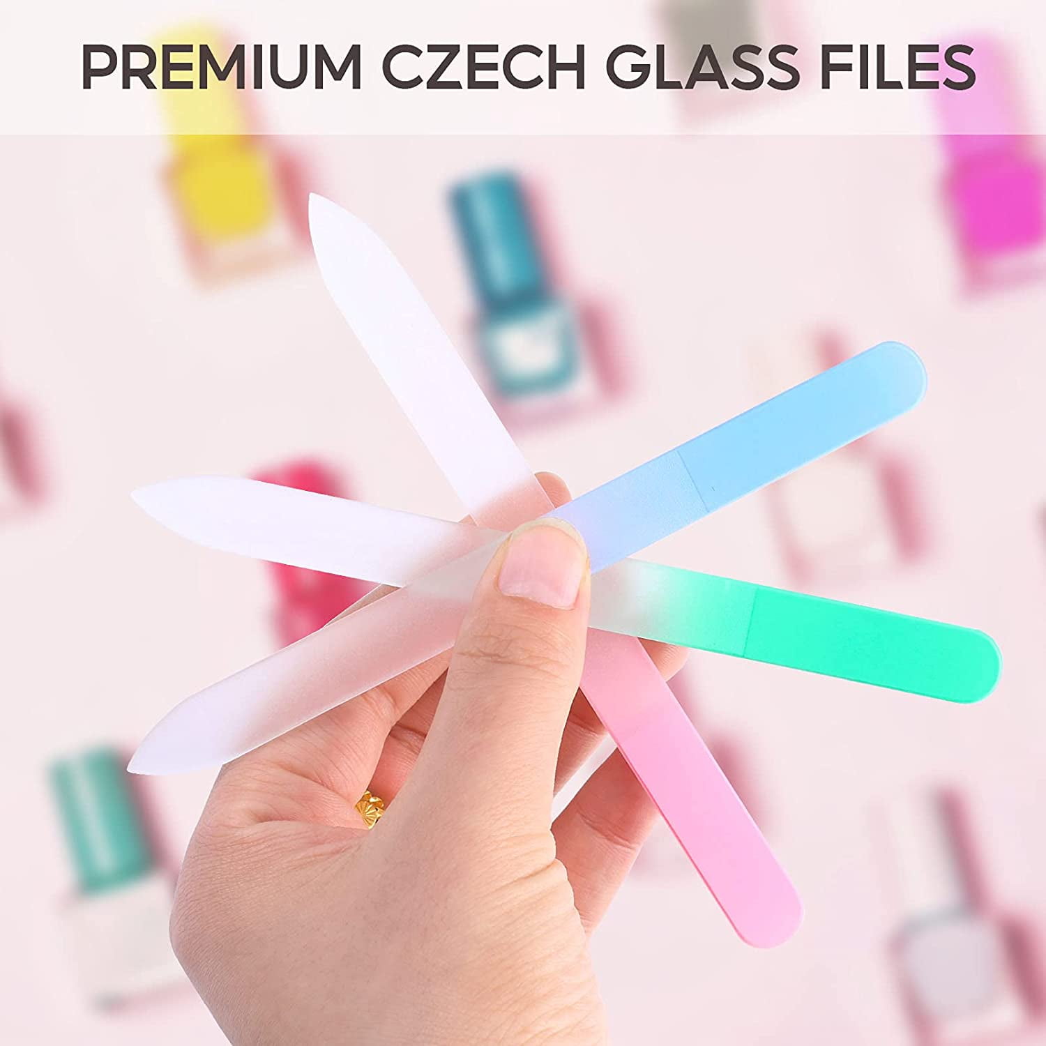 3 Pack Glass Nail File, Fingernail File for Natural Nail Professional Manicure Nail Tool Gentle Nail Care - Image 3