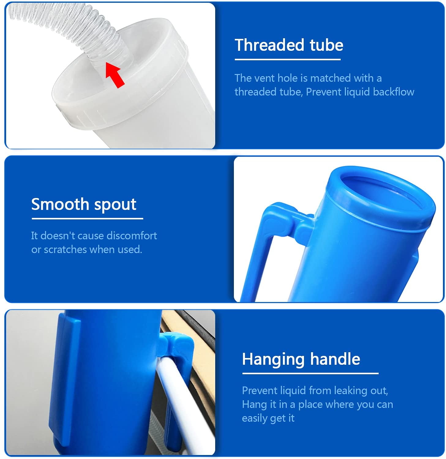 Urinals for Men, Male Urinals with Lid Spill Proof Reusable, Portable Urine Bottle Pee Container Cup for Camping Car Traveling Toilet & Hospital Elderly Bedridden Patient - Image 5