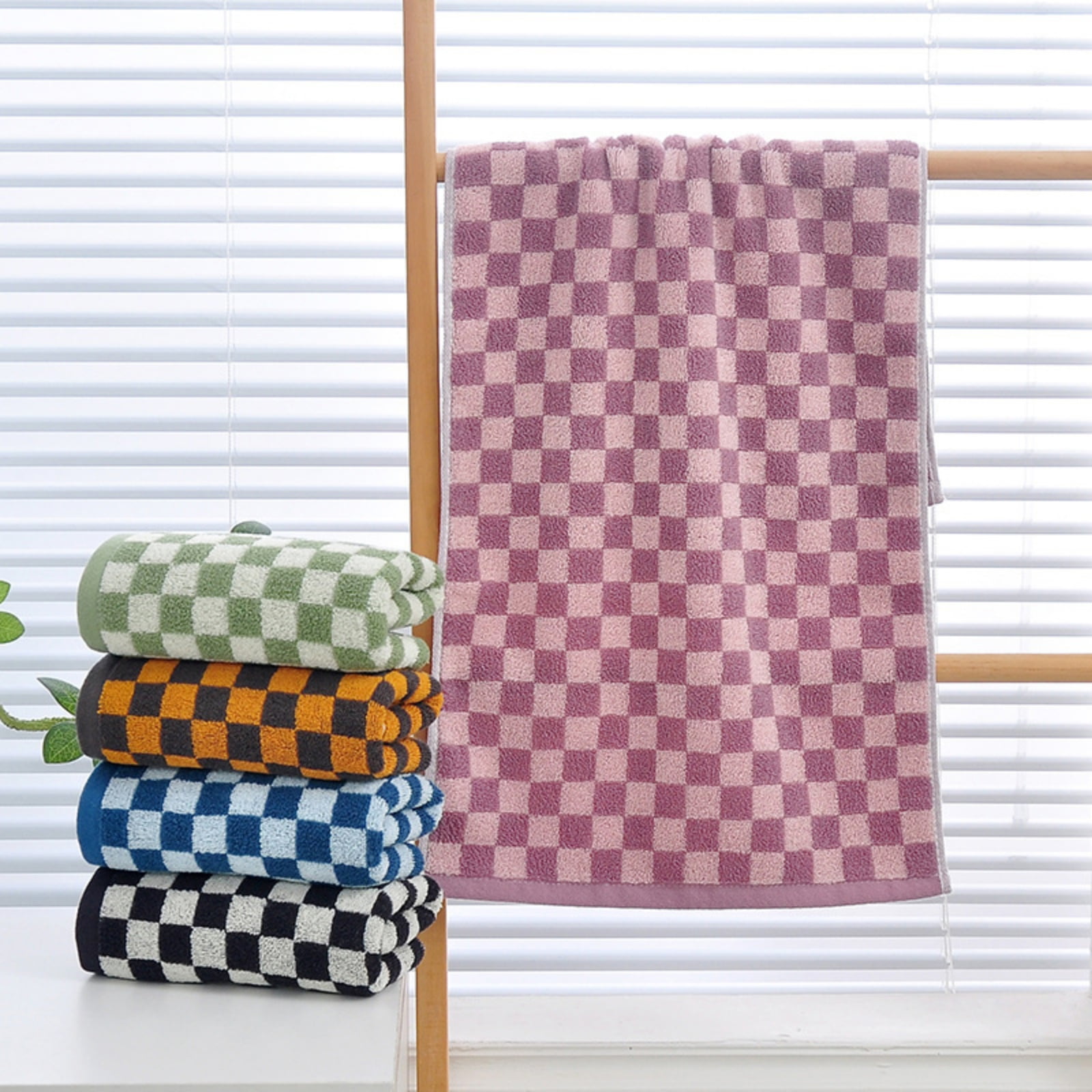 Checkered Bath Towels for Bathroom, Shower Towels 30