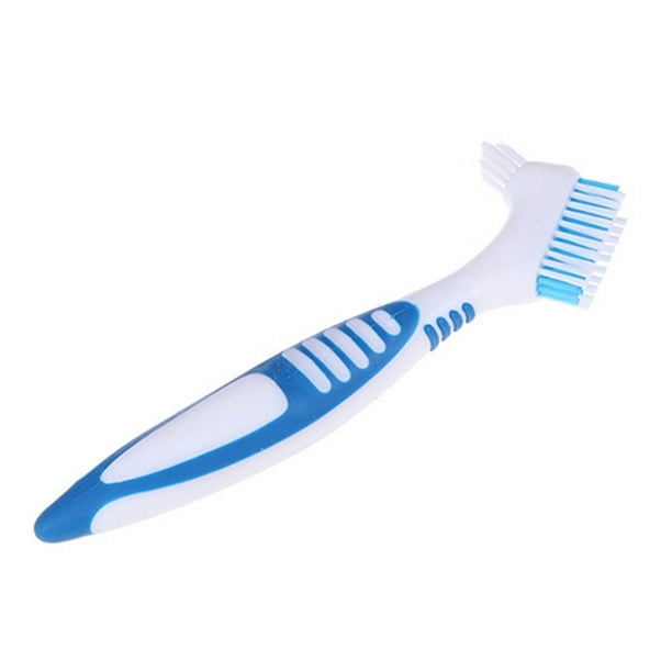 Denture Bath Case Cup Box Holder Storage Container with Denture Cleaner Brush Strainer Basket for Travel Cleaning Blue - Image 3