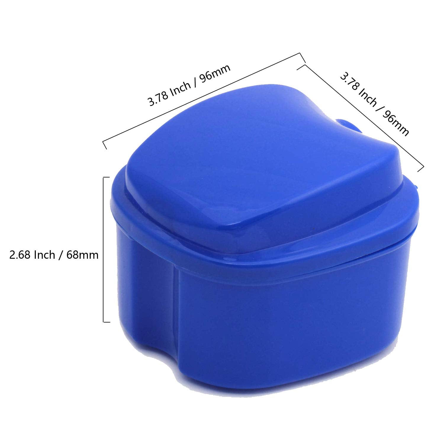 Denture Bath Case Cup Box Holder Storage Container with Denture Cleaner Brush Strainer Basket for Travel Cleaning Blue - Image 5