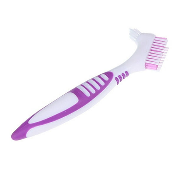 Denture Bath Case Cup Box Holder Storage Container with Denture Cleaner Brush Strainer Basket for Travel Cleaning Purple - Image 3
