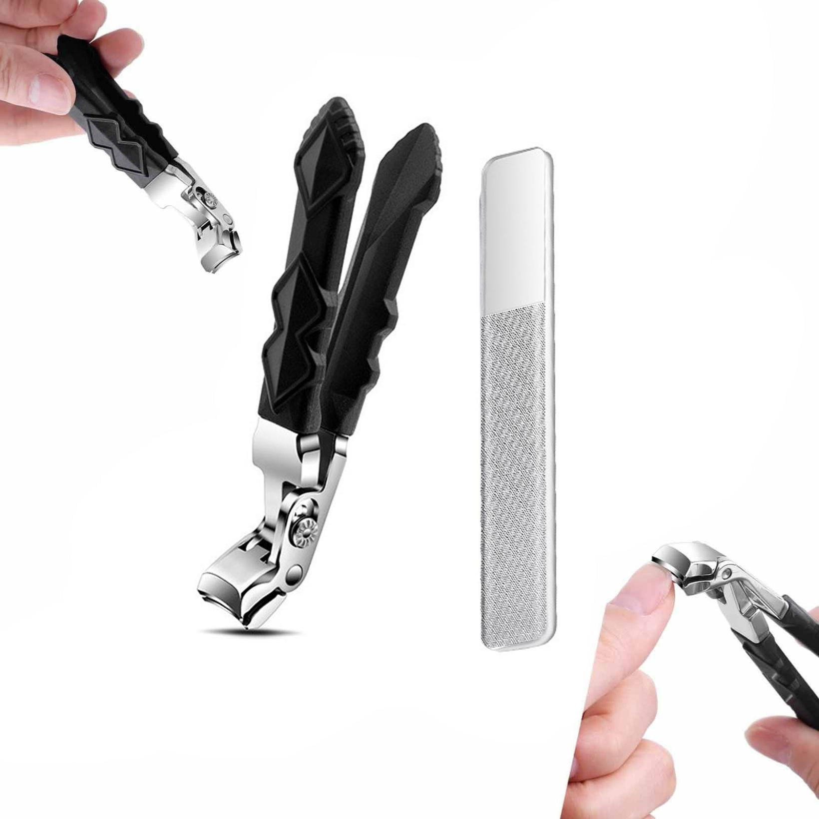 Nail Clippers, Long Handle Ergonomic Angled Head Senior Toenail Clipper, Toe Nail Clippers for Thick Nails, Ultra Sharp Stainless Nail Clipper with Catcher for Men Women 1 Nail Clipper + Nail File + Container Bag - Image 4