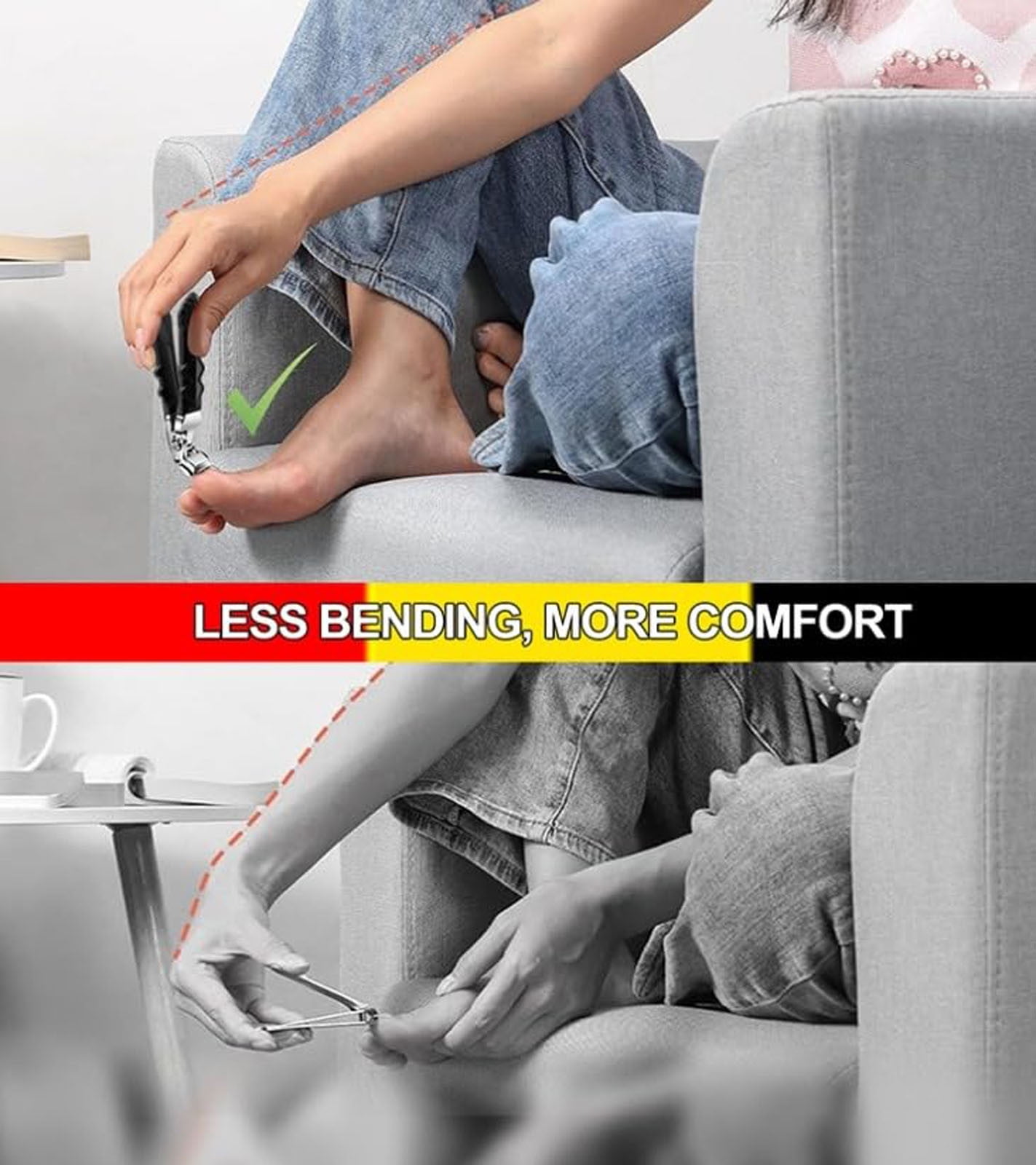 Nail Clippers, Long Handle Ergonomic Angled Head Senior Toenail Clipper, Toe Nail Clippers for Thick Nails, Ultra Sharp Stainless Nail Clipper with Catcher for Men Women Multicolor - Image 4