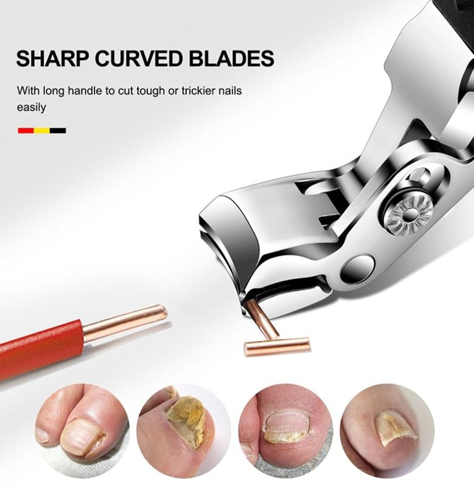 Nail Clippers, Long Handle Ergonomic Angled Head Senior Toenail Clipper, Toe Nail Clippers for Thick Nails, Ultra Sharp Stainless Nail Clipper with Catcher for Men Women Multicolor - Image 5