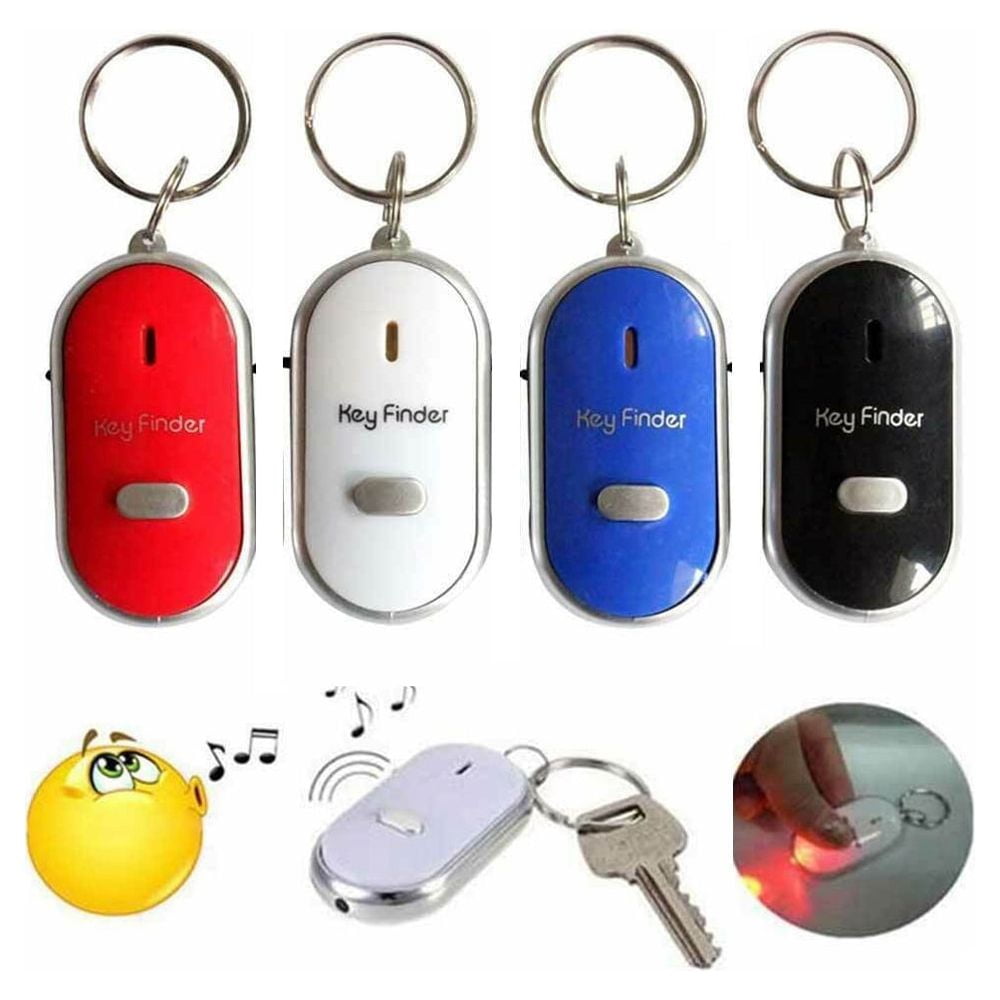 4 Pc Key Finder Locator Anti Lost Keys Keychain Tracker Whistle Sound LED Light - Image 1