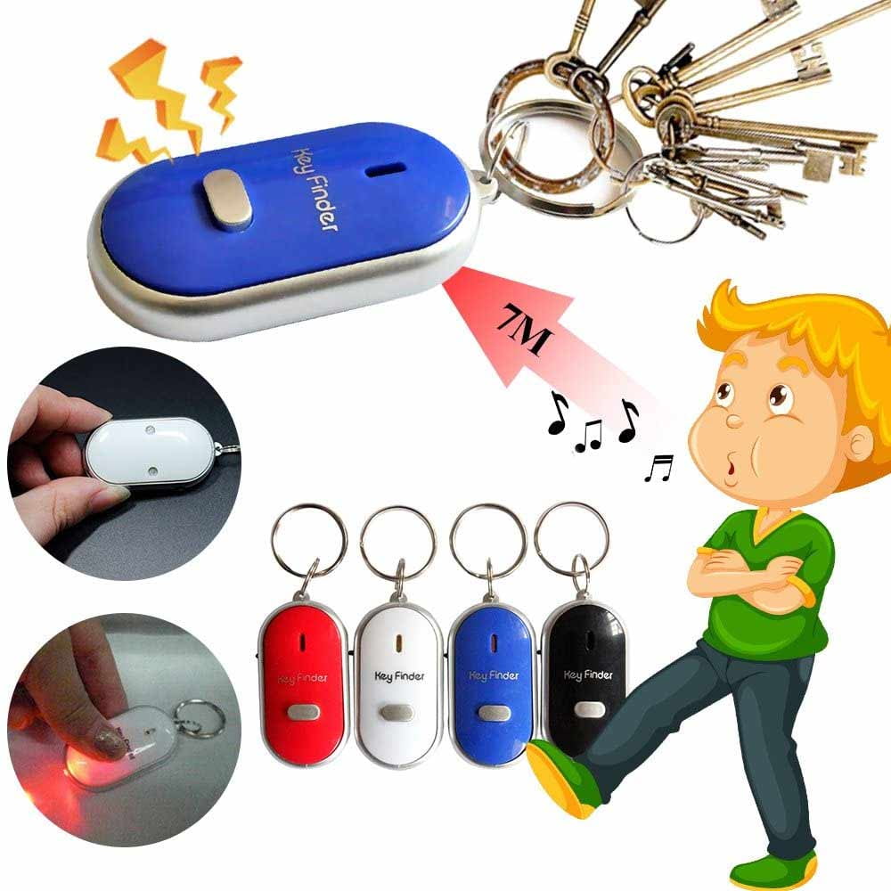 4 Pc Key Finder Locator Anti Lost Keys Keychain Tracker Whistle Sound LED Light - Image 3