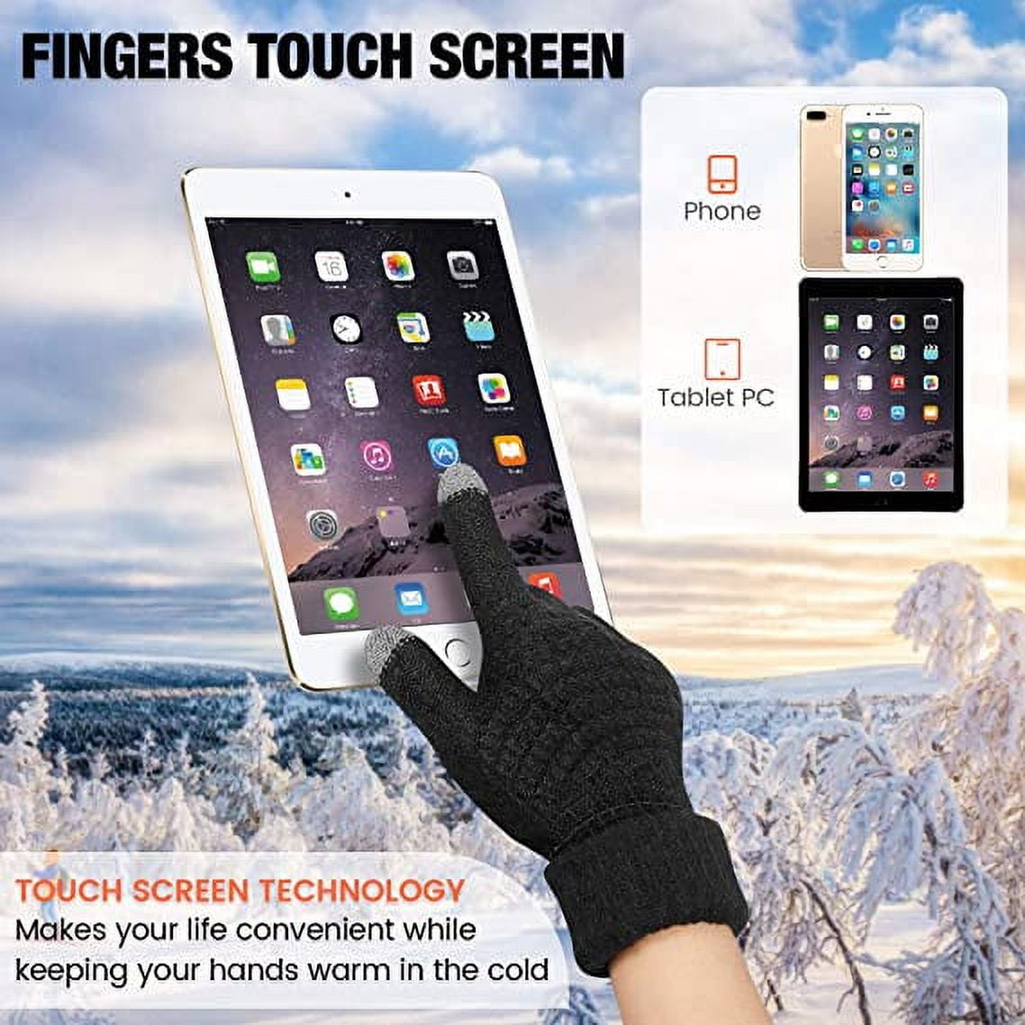 Dalrosia Women's Winter Touch Screen Gloves Warm Fleece Lined Knit Gloves Elastic Cuff Winter Texting Gloves Beige - Image 6