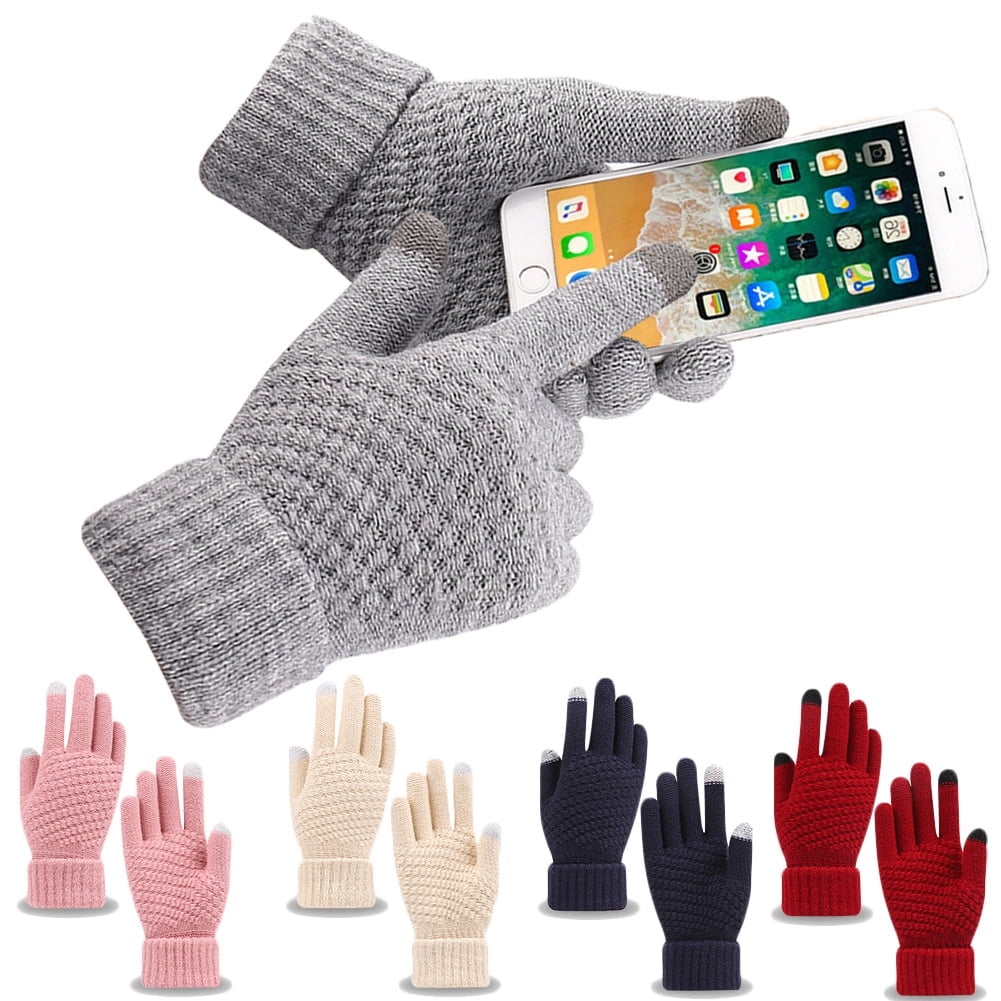 Dalrosia Women's Winter Touch Screen Gloves Warm Fleece Lined Knit Gloves Elastic Cuff Winter Texting Gloves Black - Image 1