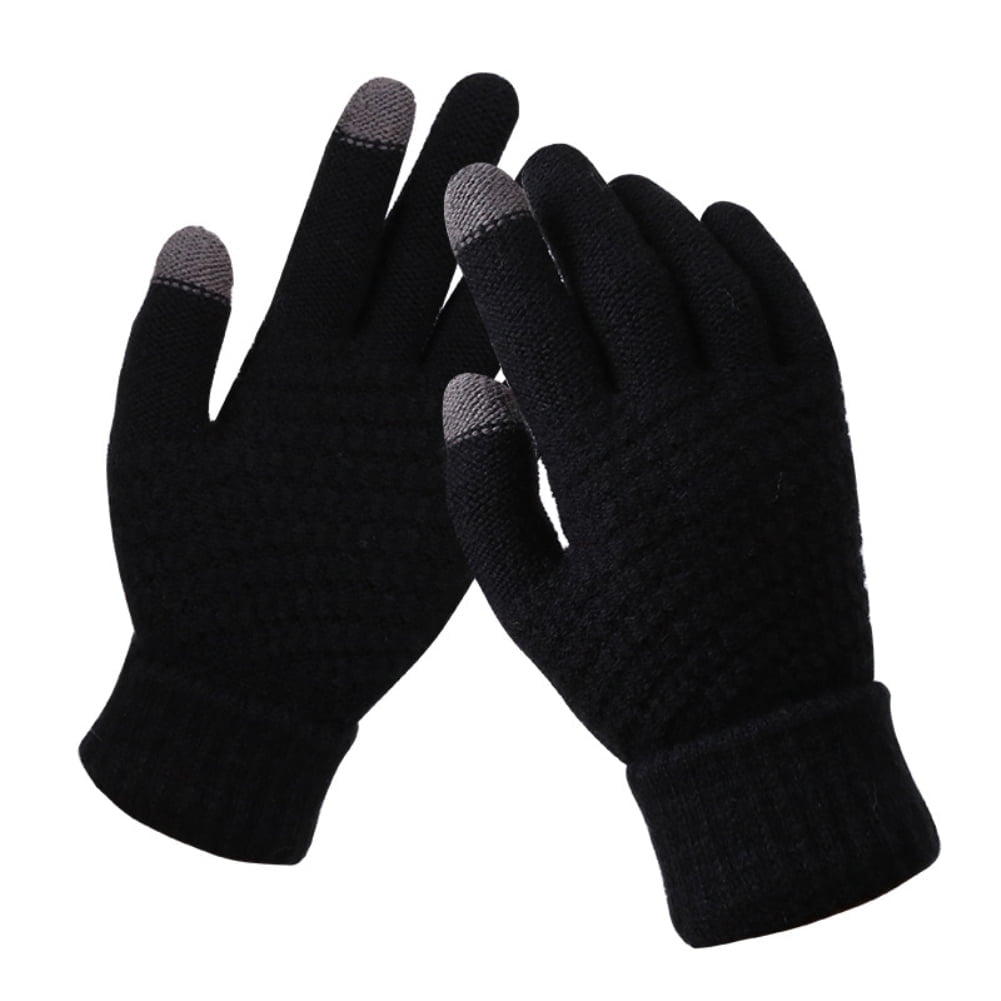Dalrosia Women's Winter Touch Screen Gloves Warm Fleece Lined Knit Gloves Elastic Cuff Winter Texting Gloves Black - Image 2