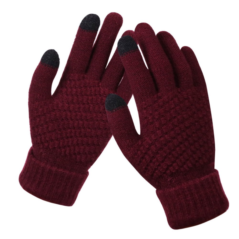 Dalrosia Women's Winter Touch Screen Gloves Warm Fleece Lined Knit Gloves Elastic Cuff Winter Texting Gloves Wine Red - Image 2