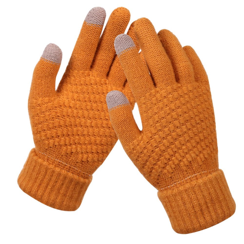 Dalrosia Women's Winter Touch Screen Gloves Warm Fleece Lined Knit Gloves Elastic Cuff Winter Texting Gloves Yellow - Image 2
