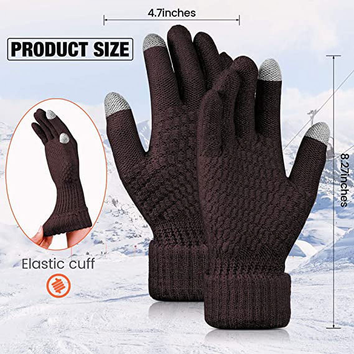 Dalrosia Women's Winter Touch Screen Gloves Warm Fleece Lined Knit Gloves Elastic Cuff Winter Texting Gloves Yellow - Image 3