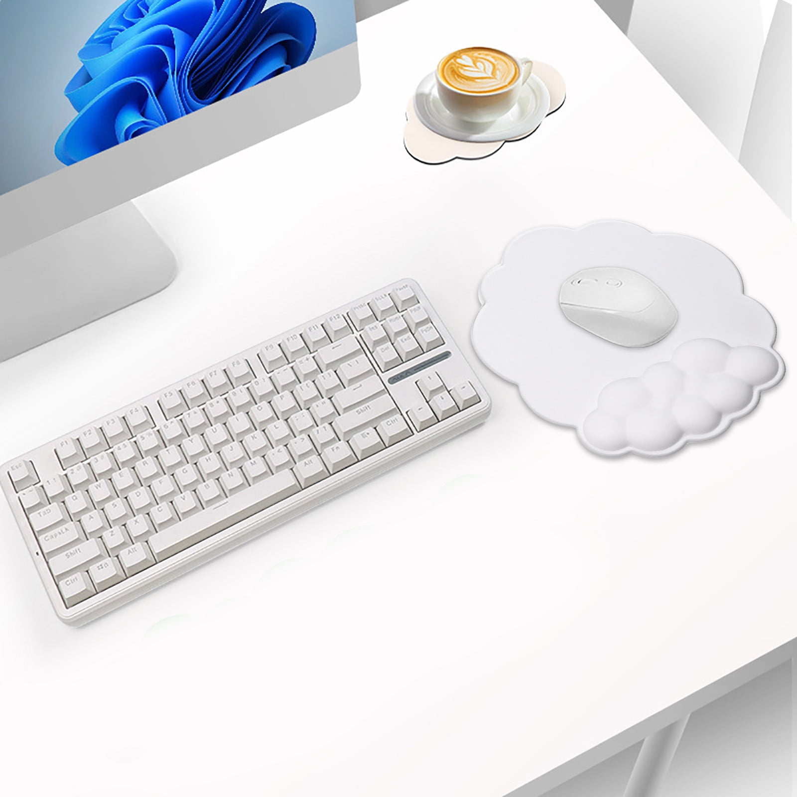 GHSOHS Ergonomic Mouse Pad with Wrist Support Cute Cloud Shape Wrist Pad Memory Cotton Keyboard Hand Rest Non Slip Wrist Pad Non-Slip Mousepad for Computer Laptop G - Image 2