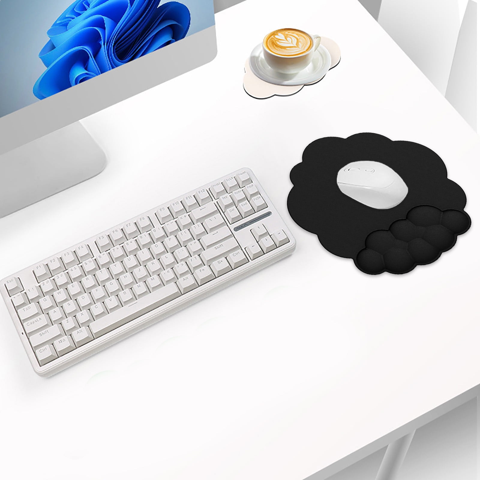 GHSOHS Ergonomic Mouse Pad with Wrist Support Cute Cloud Shape Wrist Pad Memory Cotton Keyboard Hand Rest Non Slip Wrist Pad Non-Slip Mousepad for Computer Laptop I - Image 2