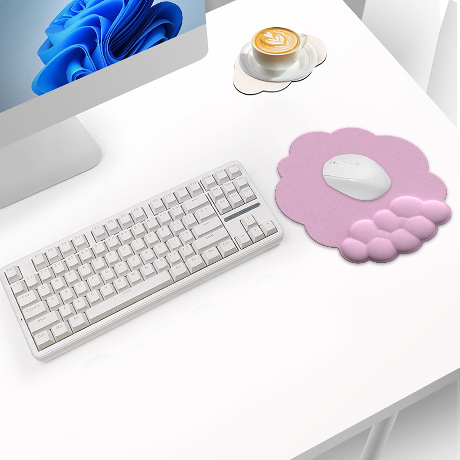 GHSOHS Ergonomic Mouse Pad with Wrist Support Cute Cloud Shape Wrist Pad Memory Cotton Keyboard Hand Rest Non Slip Wrist Pad Non-Slip Mousepad for Computer Laptop K - Image 7