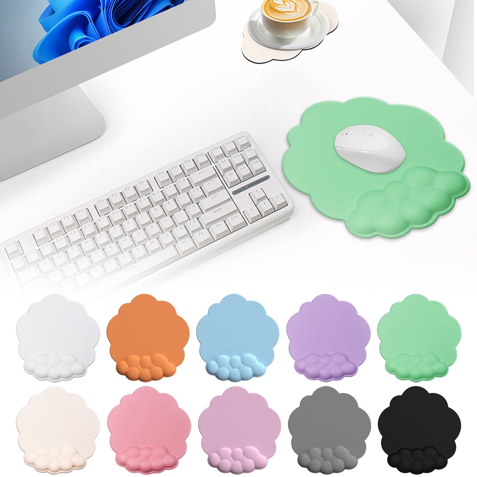 GHSOHS Ergonomic Mouse Pad with Wrist Support Cute Cloud Shape Wrist Pad Memory Cotton Keyboard Hand Rest Non Slip Wrist Pad Non-Slip Mousepad for Computer Laptop as the picture shows - Image 4