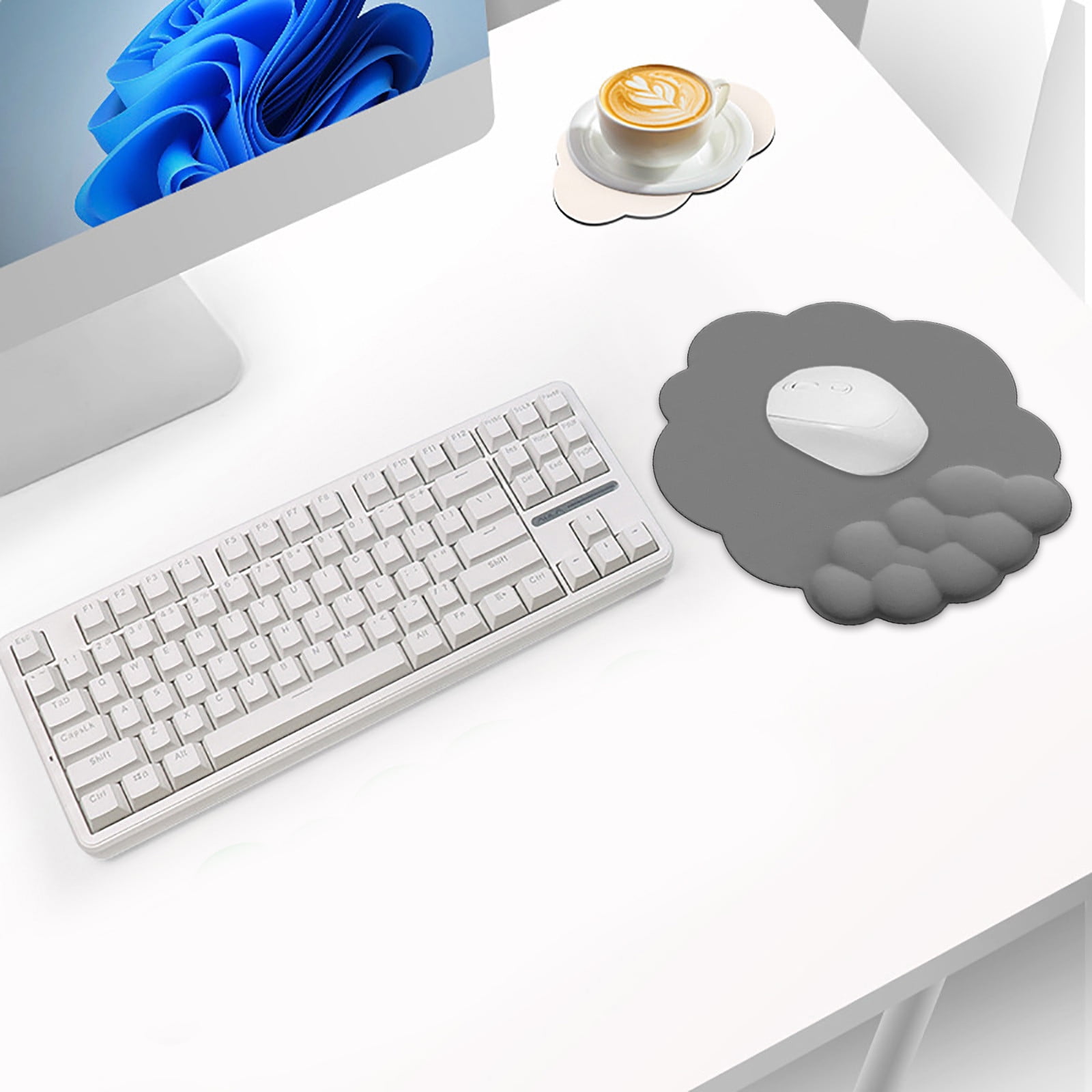 GHSOHS Ergonomic Mouse Pad with Wrist Support Cute Cloud Shape Wrist Pad Memory Cotton Keyboard Hand Rest Non Slip Wrist Pad Non-Slip Mousepad for Computer Laptop as the picture shows - Image 6