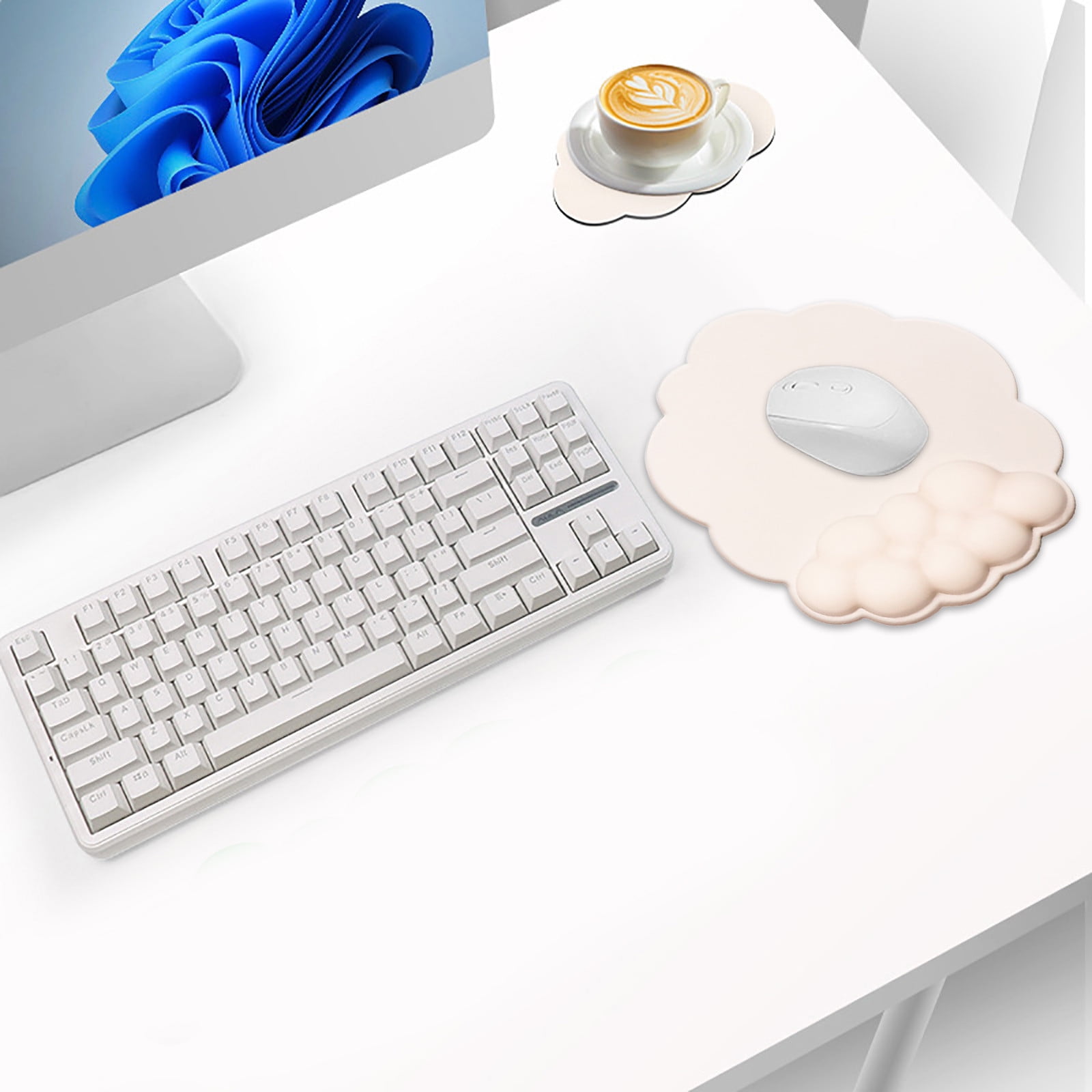 GHSOHS Ergonomic Mouse Pad with Wrist Support Cute Cloud Shape Wrist Pad Memory Cotton Keyboard Hand Rest Non Slip Wrist Pad Non-Slip Mousepad for Computer Laptop as the picture shows - Image 8