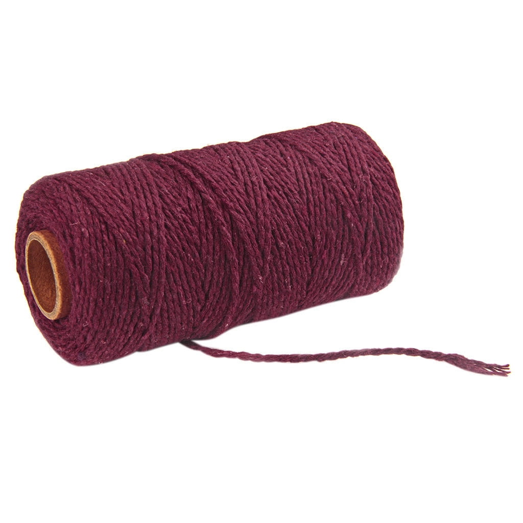Danhjin 100m Long/100Yard Pure Cotton Twisted Cord Rope Crafts Macrame Artisan String - on Clearance Wine red - Image 2