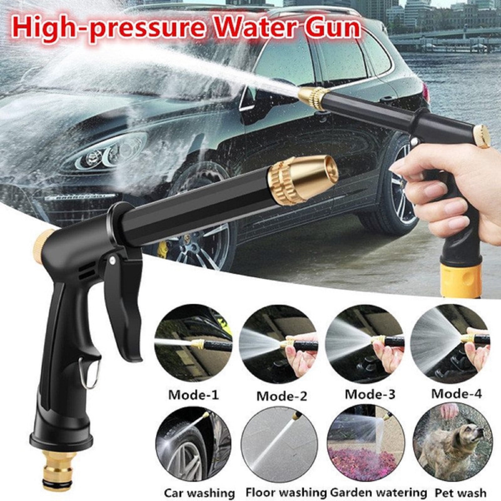 High Pressure Spray Water Gun Washing Garden Watering Hose Nozzle Sprinkler Car Cleaning Wash Tool Kits Auto Washer Black - Image 1