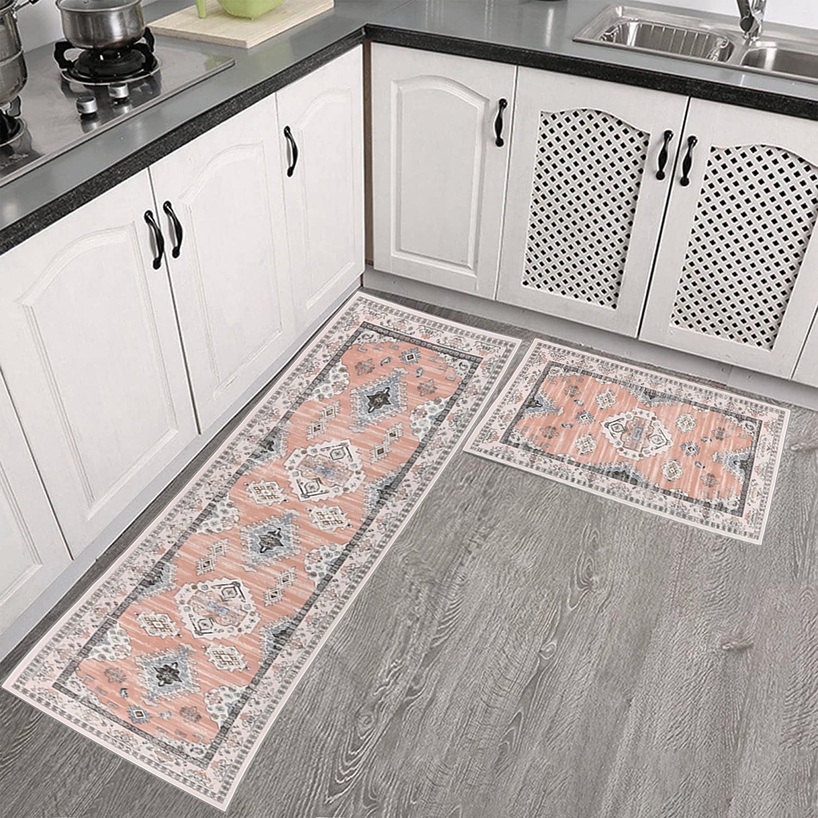 Tyidzon Kitchen Mats for Floor Set of 2 Pcs, Cushioned Non Slip Kitchen Rugs for Kitchen Floor, Absorbent Runner Comfort Standing Mats Washable for Kitchen, Office, Home (15