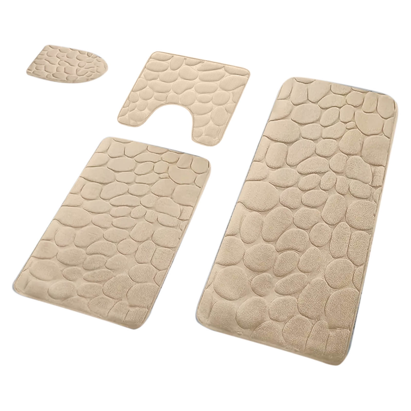 Tyidzon Bathroom Rugs Sets 4 Piece with Toilet Lid Cover, Non-Slip Absorbentb Rugs and Mats for Bathroom, Bath Rug Set Beige - Image 2