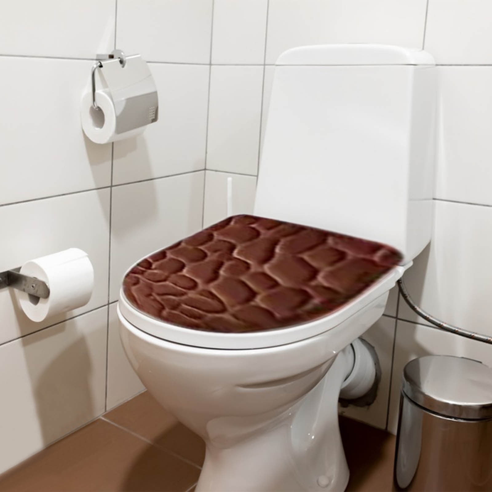 Tyidzon Bathroom Rugs Sets 4 Piece with Toilet Lid Cover, Non-Slip Absorbentb Rugs and Mats for Bathroom, Bath Rug Set Coffee - Image 4