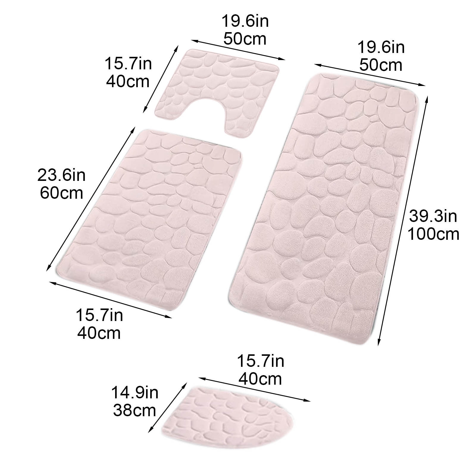 Tyidzon Bathroom Rugs Sets 4 Piece with Toilet Lid Cover, Non-Slip Absorbentb Rugs and Mats for Bathroom, Bath Rug Set Pink - Image 3