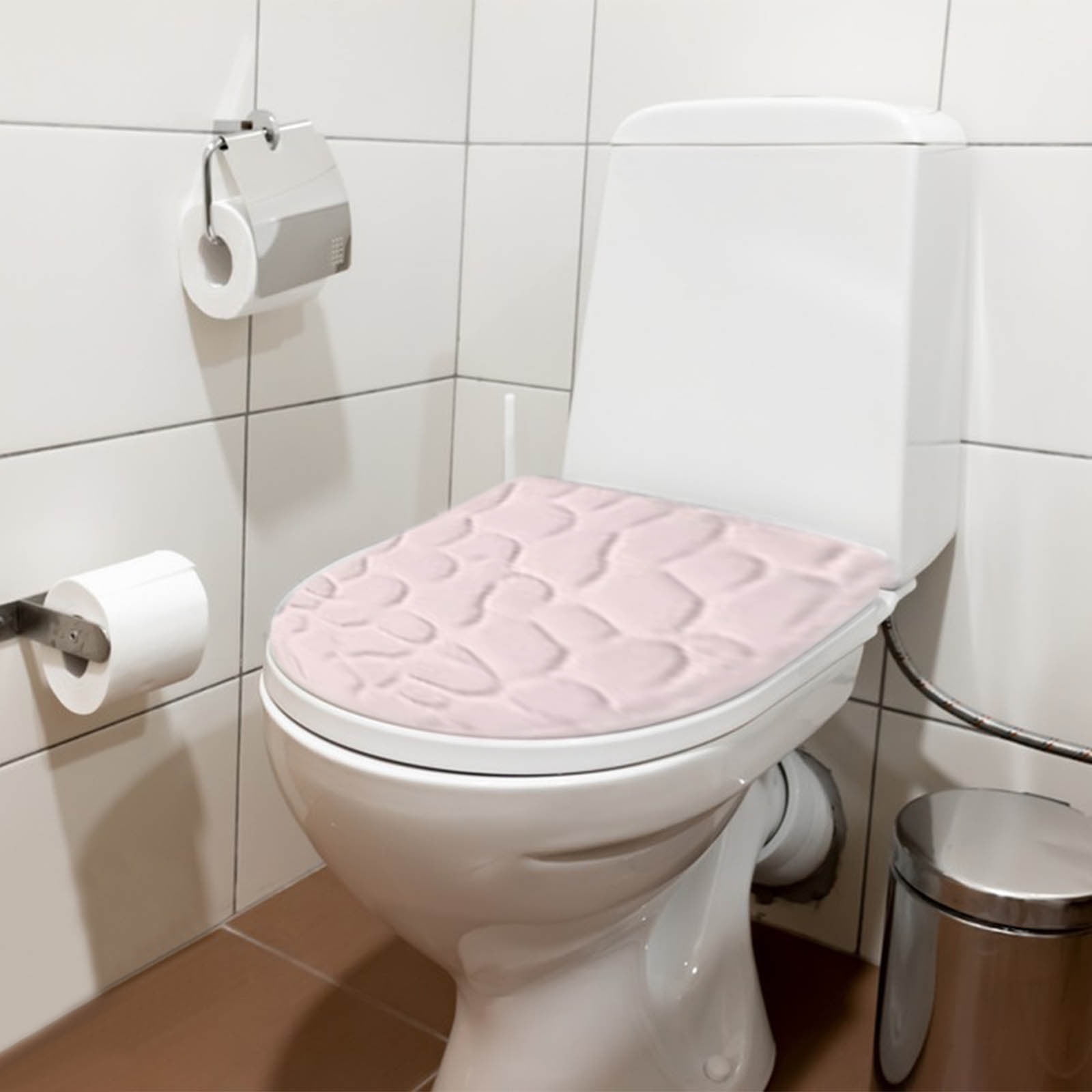 Tyidzon Bathroom Rugs Sets 4 Piece with Toilet Lid Cover, Non-Slip Absorbentb Rugs and Mats for Bathroom, Bath Rug Set Pink - Image 5