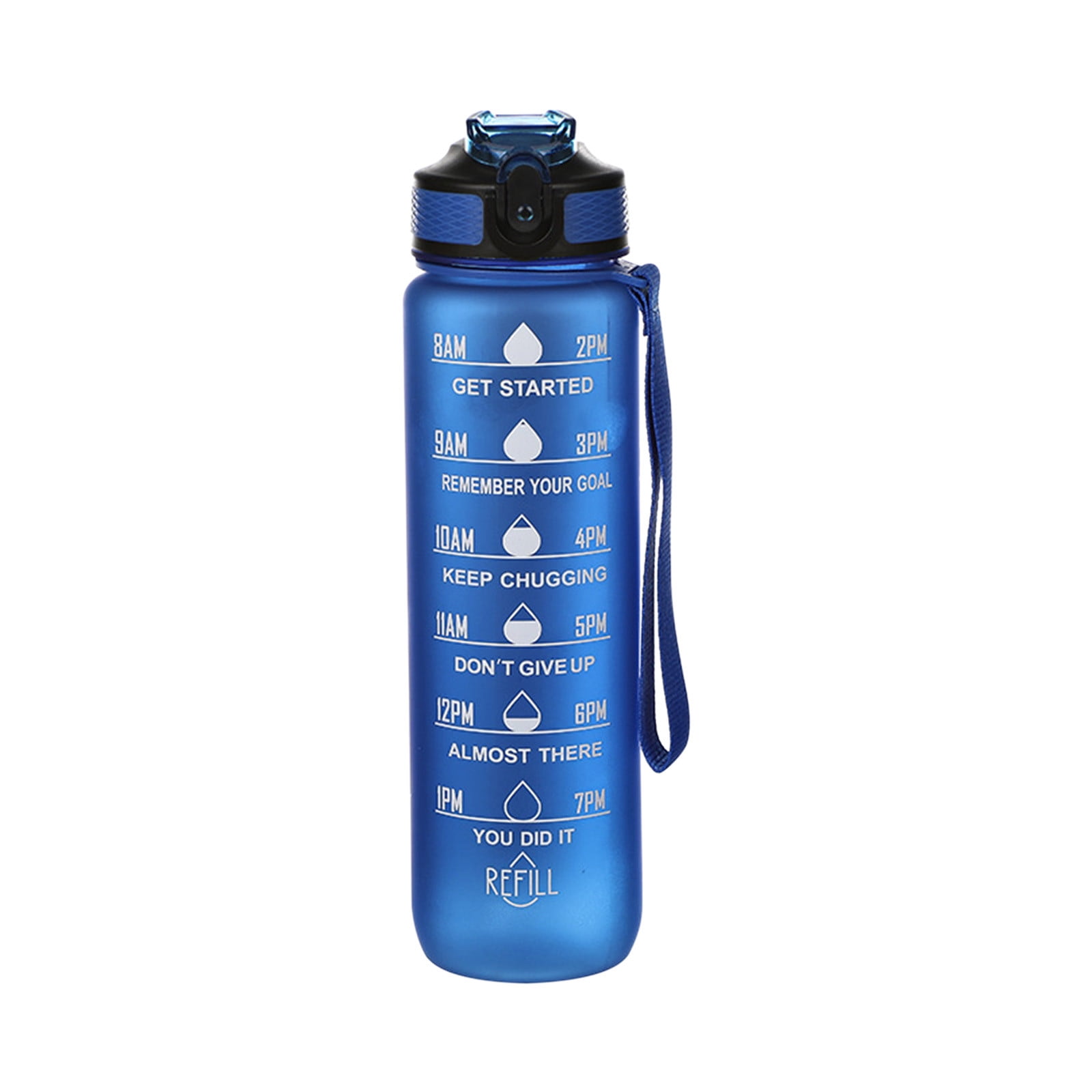 Tyidzon 32Oz Water Bottle with Time Markers, Carry Strap, Leak-Proof for Fitness, Gym, Camping, Outdoor Sports Blue - Image 1
