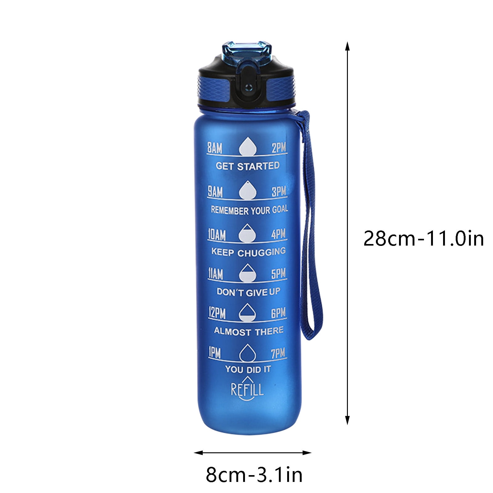 Tyidzon 32Oz Water Bottle with Time Markers, Carry Strap, Leak-Proof for Fitness, Gym, Camping, Outdoor Sports Blue - Image 7