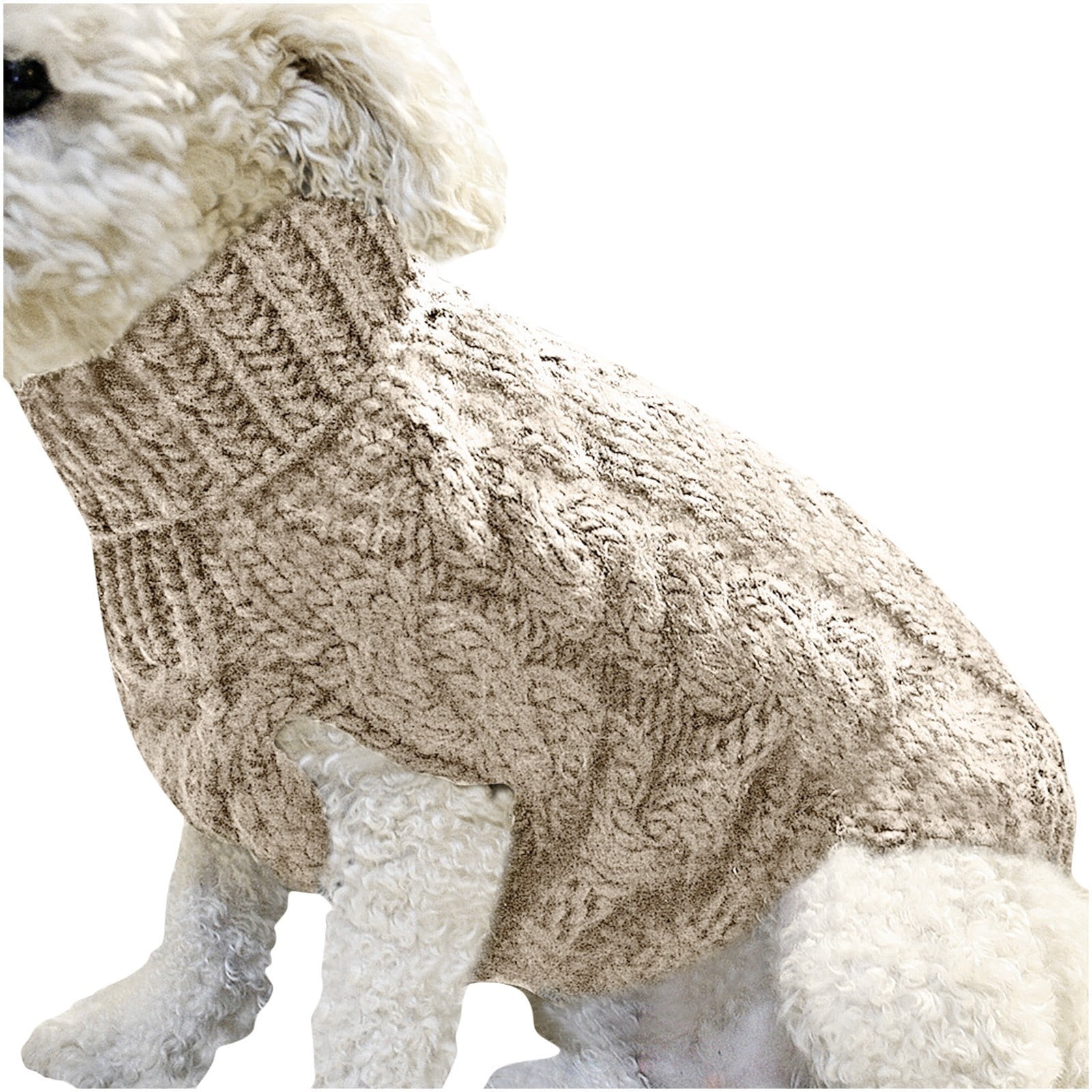 Clearance Under $5 Boovnll Dog Sweater, Winter Turtleneck Knitted Keep Warm Sleeveless Pet Clothes, Dog Clothes for Small Dog Fall Winter Dog Sweaters, (Black, S) S Khaki - Image 1
