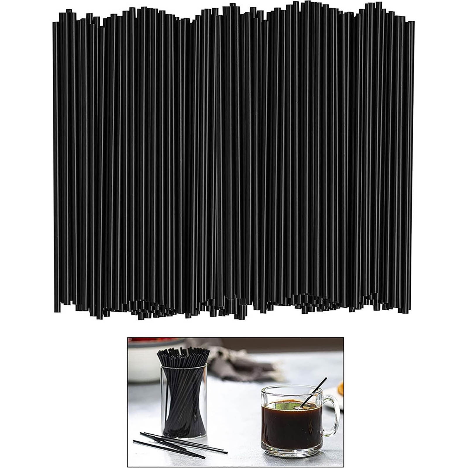 Dmlowu 100Pc 10 Inch Coffee & Cocktail Stirrers/Straws Disposable Plastic Sip Stir Swizzle Sticks - Black - Image 4