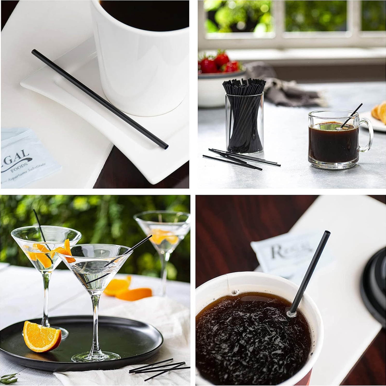 Dmlowu 100Pc 10 Inch Coffee & Cocktail Stirrers/Straws Disposable Plastic Sip Stir Swizzle Sticks - Black - Image 8