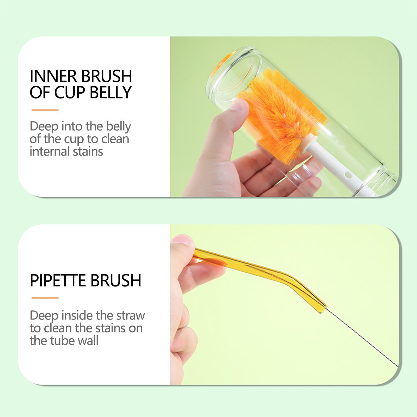 Dmlowu Bottle Brush, 14 Inch Long Handle Water Bottle Scrubbing Brush, Built for Cleaning Sport Bottles, Water Bottles, Coffee Mugs, Wine Decanters, Tea Kettles Orange - Image 4
