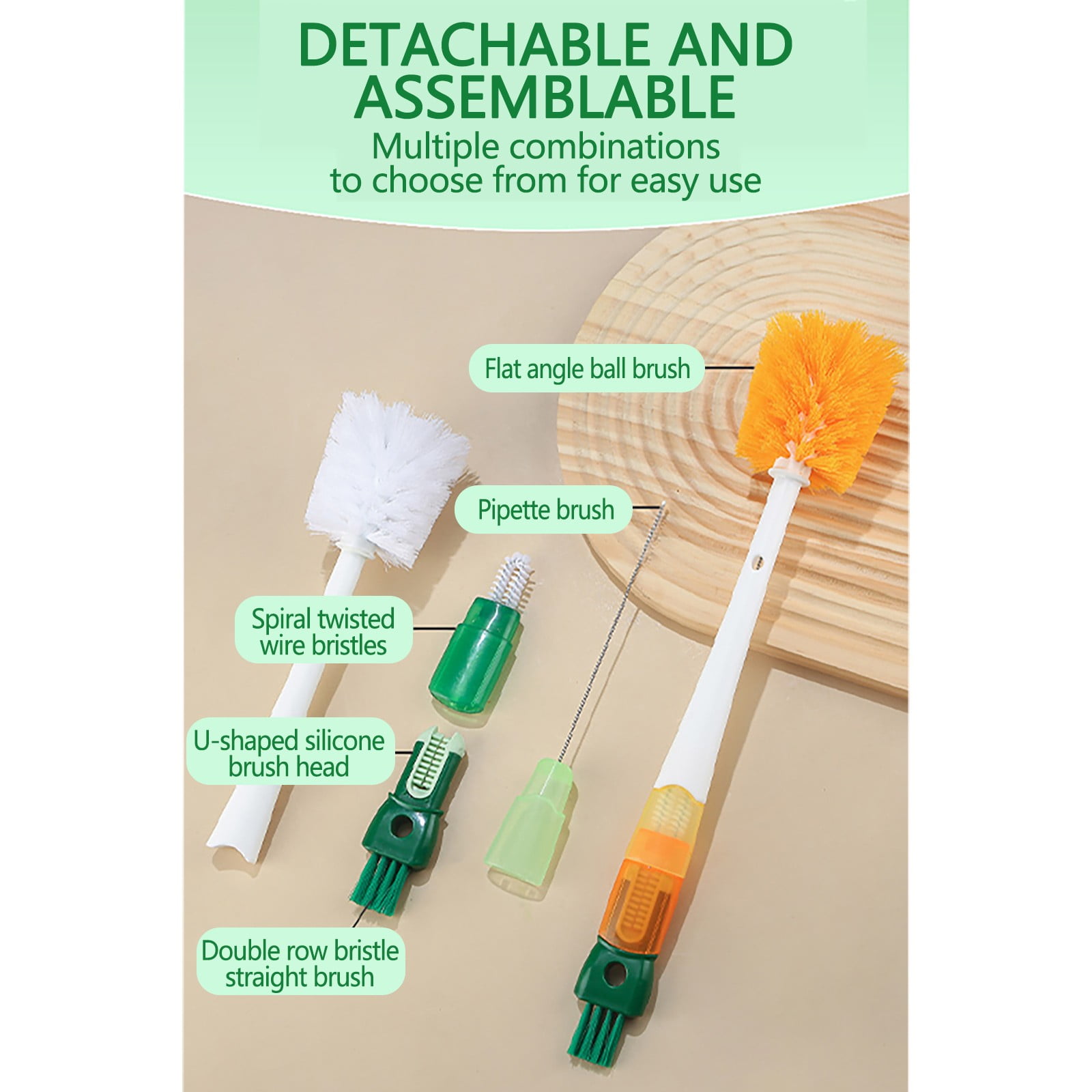 Dmlowu Bottle Brush, 14 Inch Long Handle Water Bottle Scrubbing Brush, Built for Cleaning Sport Bottles, Water Bottles, Coffee Mugs, Wine Decanters, Tea Kettles Orange - Image 5