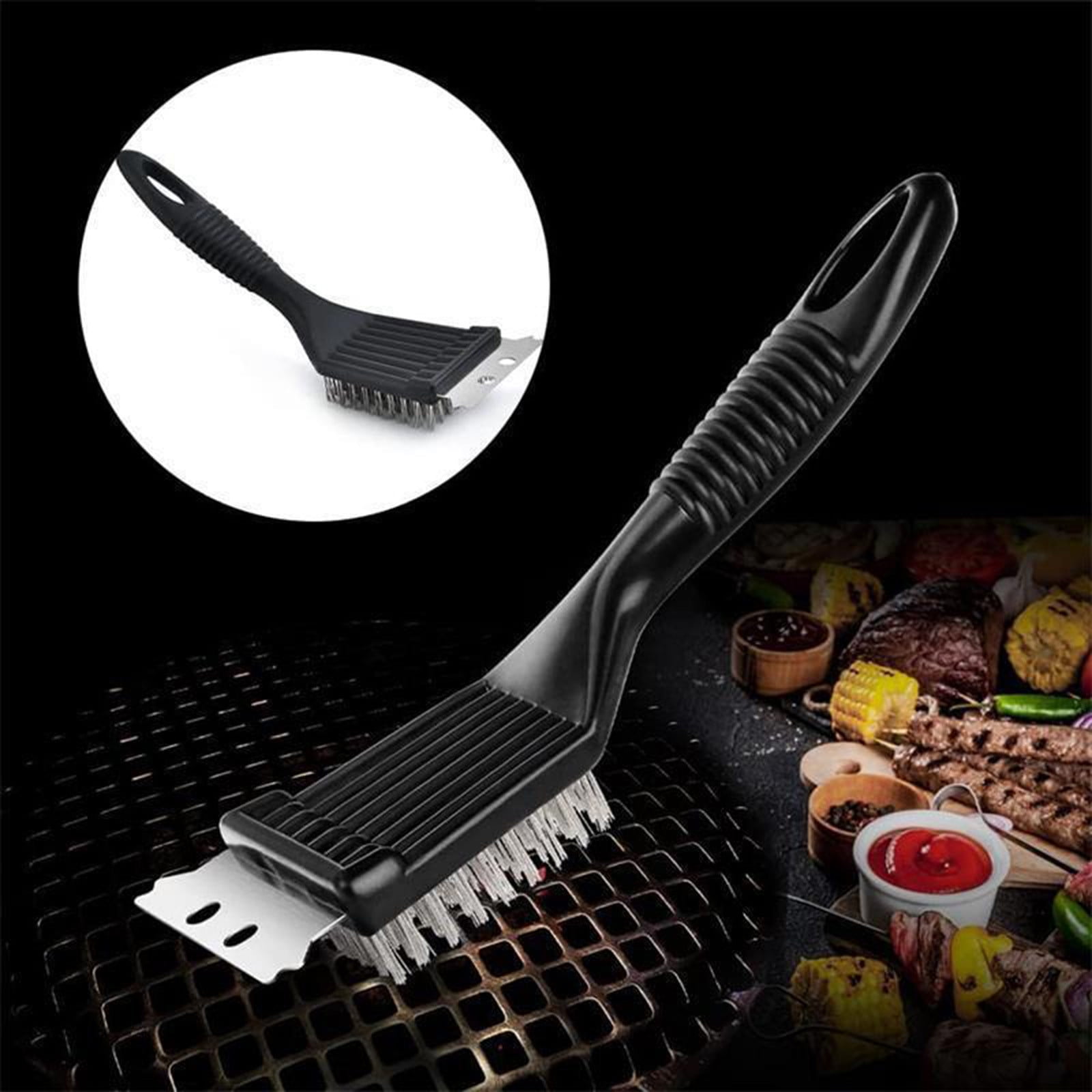 Tyidzon 2Pc Grill Brush and Scraper, 2-In-1 Stainless Steel Scraper, Grill Brush Extra Strong BBQ Cleaner Accessories Heavy Duty Barbecue Grill Cleaning Brush Cleaner 8 Inch Black - Image 1