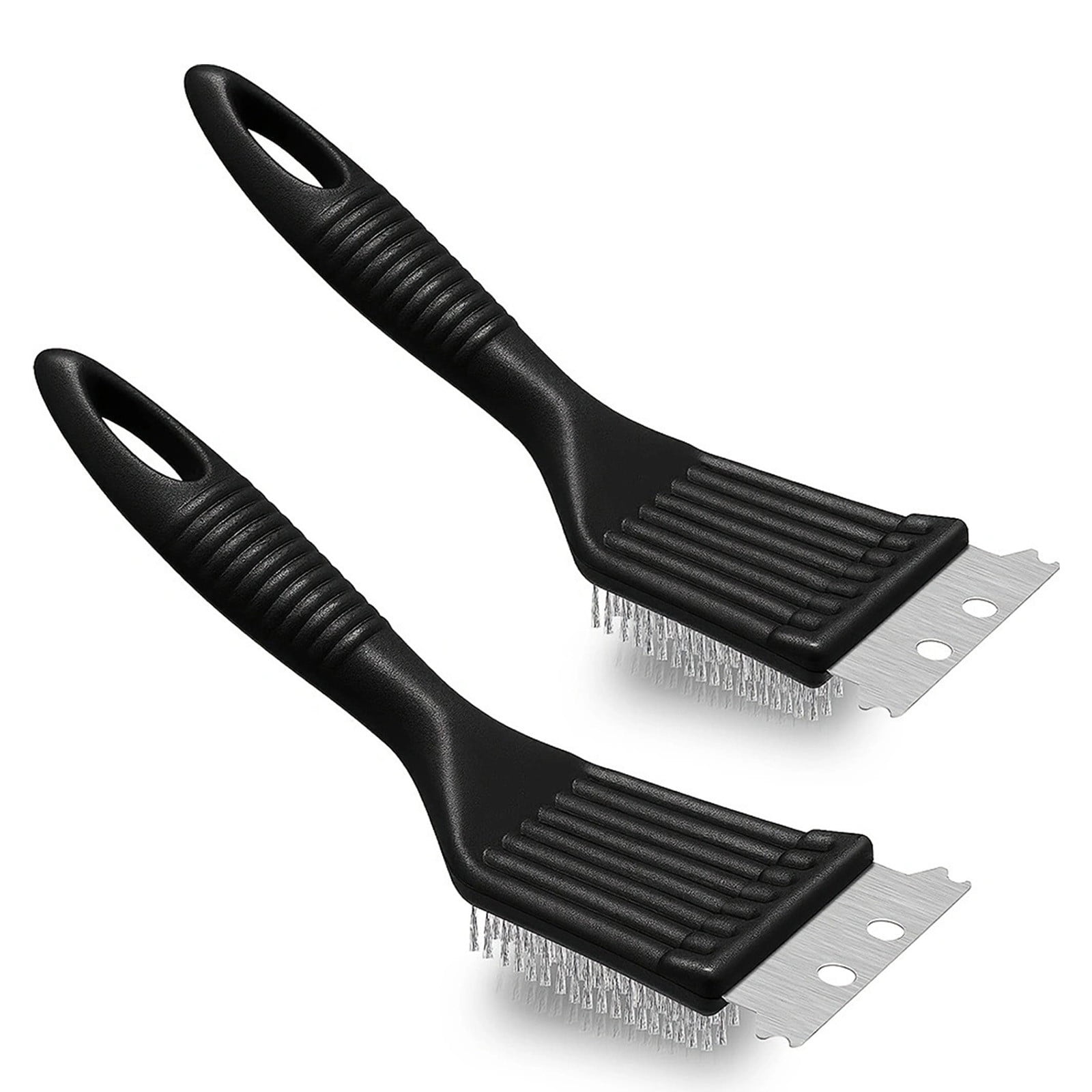 Tyidzon 2Pc Grill Brush and Scraper, 2-In-1 Stainless Steel Scraper, Grill Brush Extra Strong BBQ Cleaner Accessories Heavy Duty Barbecue Grill Cleaning Brush Cleaner 8 Inch Black - Image 2