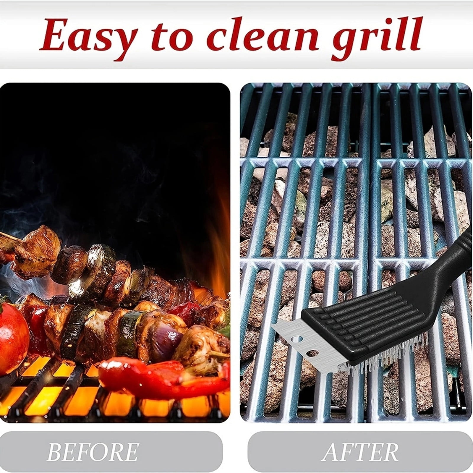 Tyidzon 2Pc Grill Brush and Scraper, 2-In-1 Stainless Steel Scraper, Grill Brush Extra Strong BBQ Cleaner Accessories Heavy Duty Barbecue Grill Cleaning Brush Cleaner 8 Inch Black - Image 4
