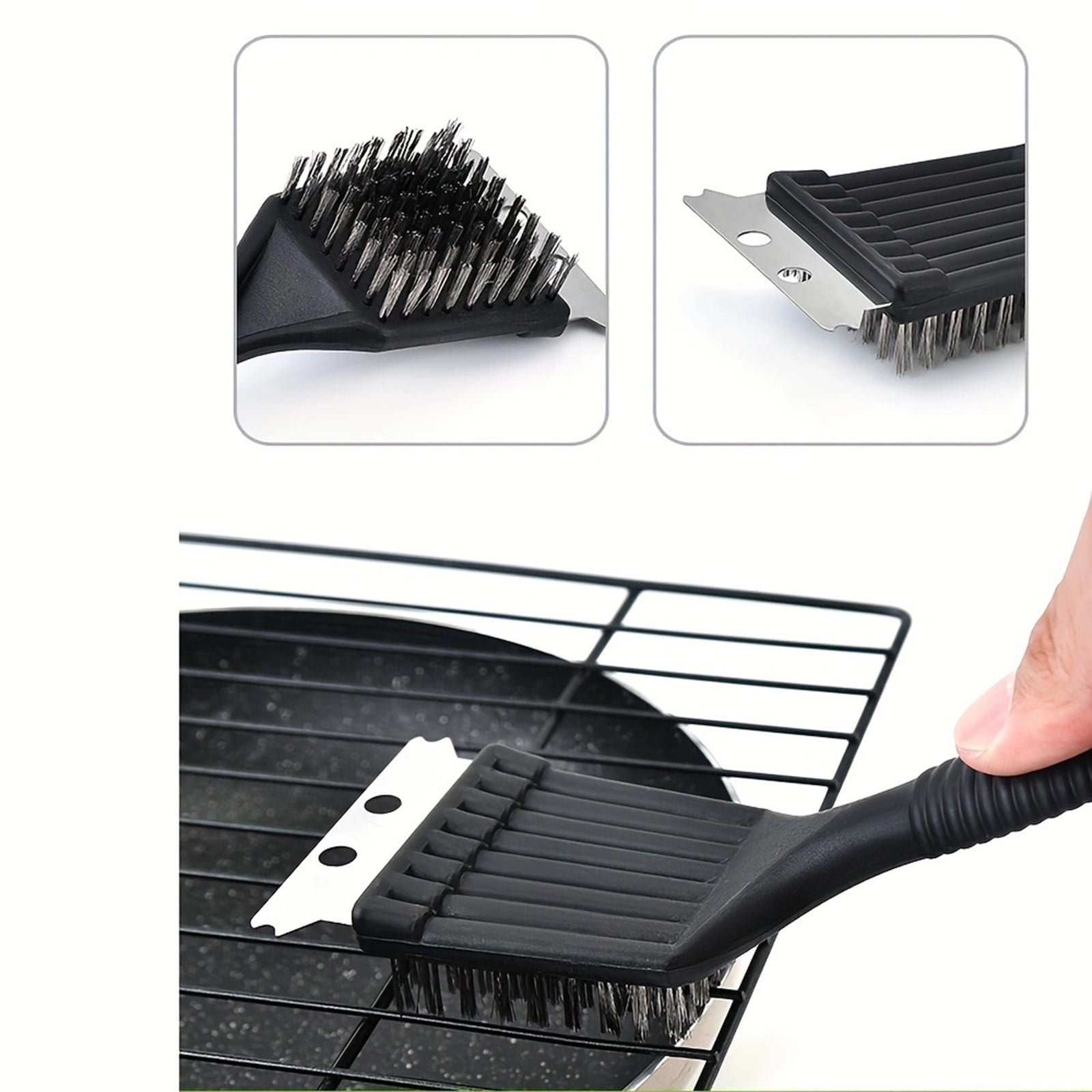 Tyidzon 2Pc Grill Brush and Scraper, 2-In-1 Stainless Steel Scraper, Grill Brush Extra Strong BBQ Cleaner Accessories Heavy Duty Barbecue Grill Cleaning Brush Cleaner 8 Inch Black - Image 8