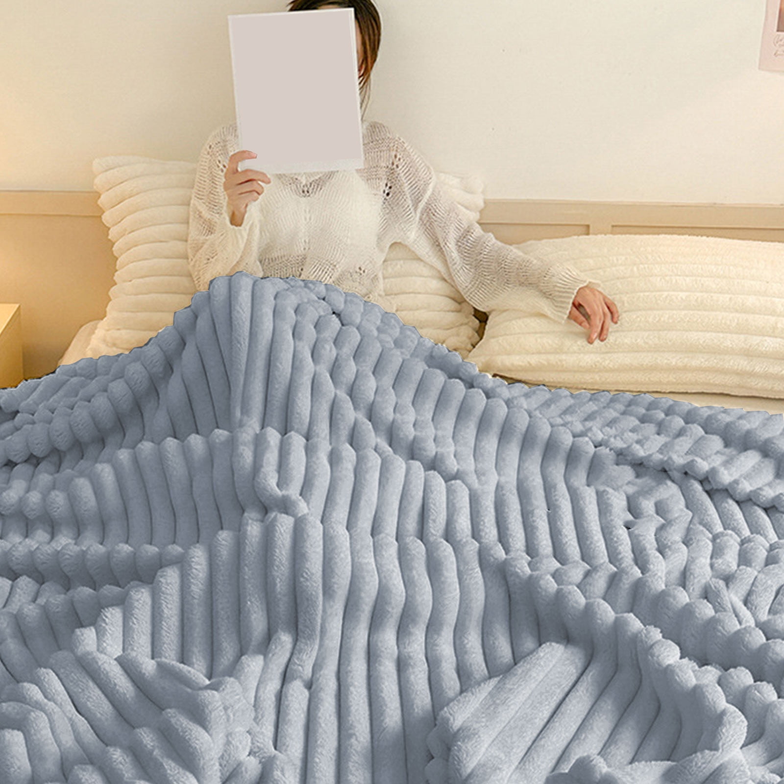 Djunllk Throw Blanket for Couch - Dark Gray Super Thick Double Layer Soft Blanket, Throw Blanket All Year Round Home Decor Fuzzy Warm Gifts for Women 27.5
